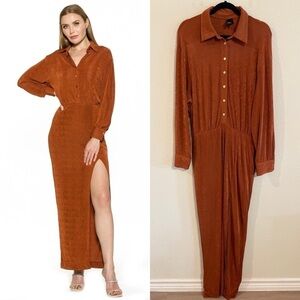 Alexia Admor Women Maxi Dress XL Orange Stretchy Contemporary Preppy Cocktail